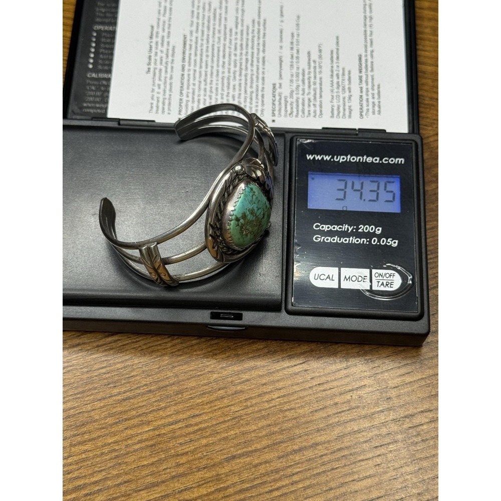 Navajo Sterling Silver Turquoise Triple Shank Cuff Bracelet Handmade 34.5g - Picture 9 of 11
